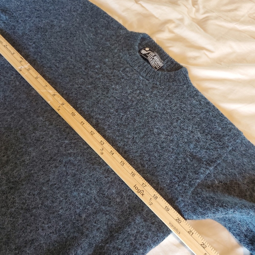 San Antonio Baby Alpaca Sweater Blue Crew Neck Knit Pullover Made in Peru - Picture 6 of 8